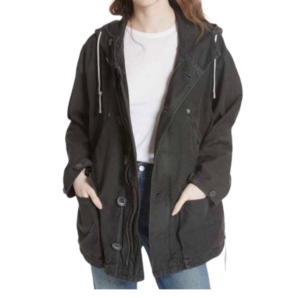 Free People Large Joshua Tree Jacket Gray Anorak Utility Grunge Lagen Look Coat